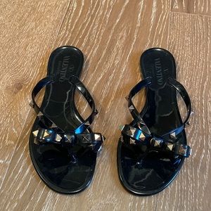 Valentino Garavani black gold studded sandals bow women’s size 6